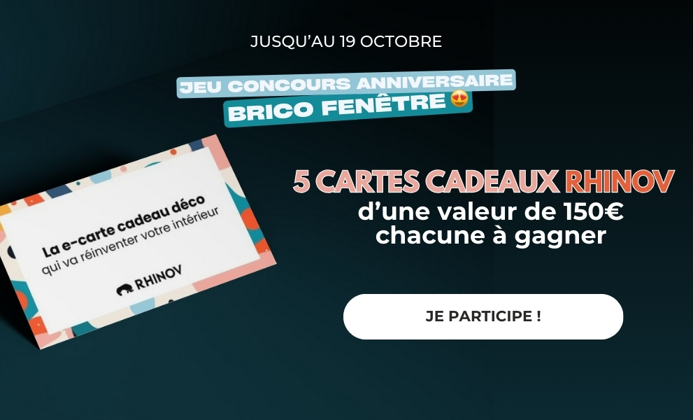 Jeu concours anniversaire : 5 cartes Rhinov à gagner pour l'anniversaire de Brico Fenêtre jusqu'au 19/10/25 ! - Version mobile